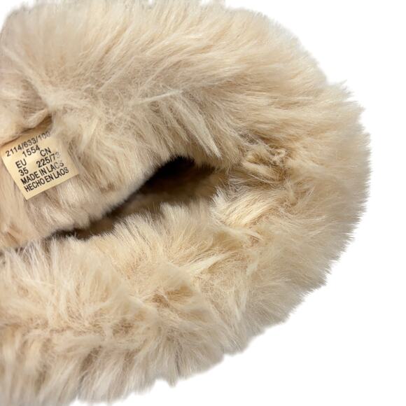 Zara Platform Ankle Boots Tan Faux Fur Lined Winter Boots Size 35 - Picture 6 of 6